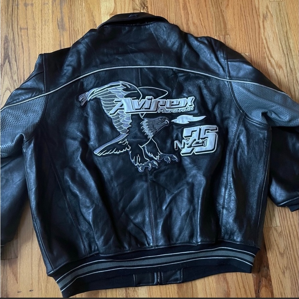 Avirex Nitro Run Varsity Leather Jacket - Black